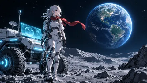 Lunar Engineer With Earthrise