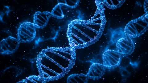 Glowing Blue DNA Helices