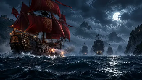 Crimson-Sailed Warship Battle