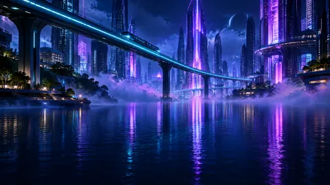 Monorail Over Midnight Canal