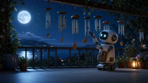 Robot Tuning Moonlit Wind Chimes