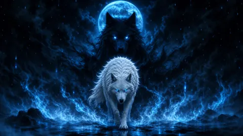 White Dire Wolf Blue Moon