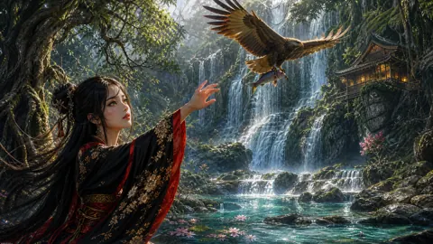 Kimono Woman and Golden Eagle