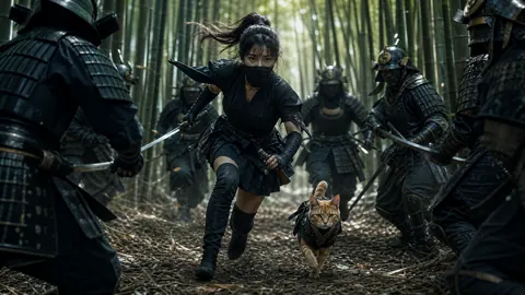 Kunoichi and Ninja Cat Running