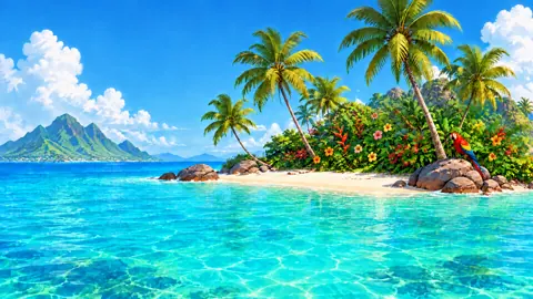 Tropical Island With Parrot