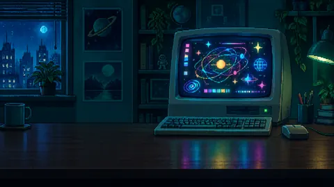 Vintage Computer With Planetary Orbits