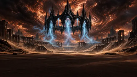 Obsidian Crown Above Desert Ruins