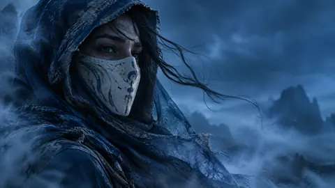 Hooded Wanderer in Blue Mist