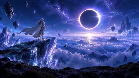 Armored Explorer Beneath Ringed Eclipse