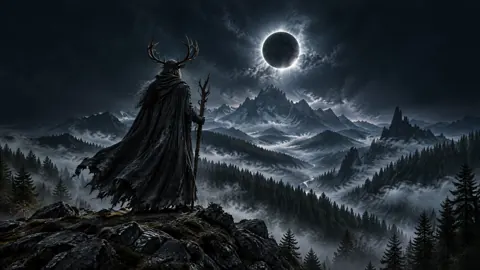 Antlered Wanderer Under Eclipse
