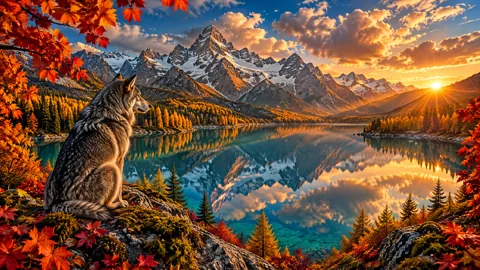 Wolf Above Alpine Lake