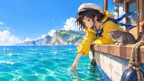Sailor Touching Turquoise Sea