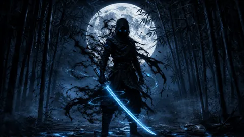 Hooded Ninja With Blue Katana
