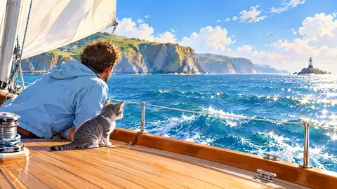 Sailor and Kitten at Sea