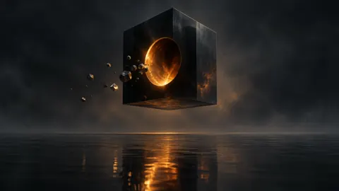 Black Cube With Amber Portal