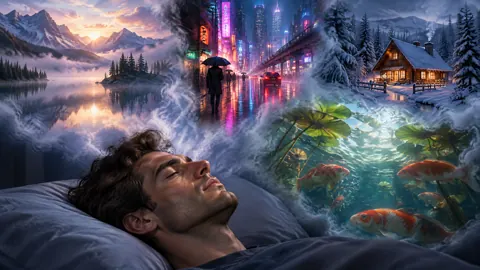 Sleeping Man With Dream Scenes