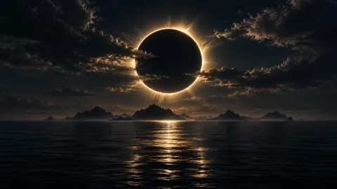 Solar Eclipse Over Dark Sea