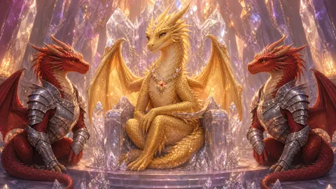 Golden Dragon on Crystal Throne