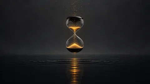 Glowing Hourglass Above Pool