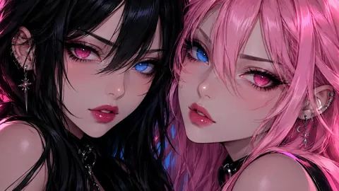 Two Women Neon Close-Up
