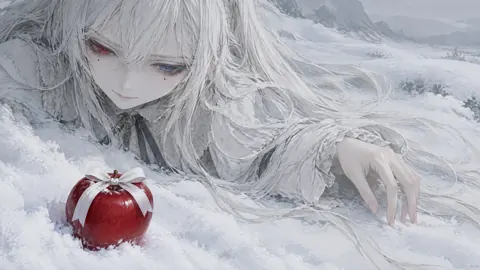 White-Haired Girl With Apple