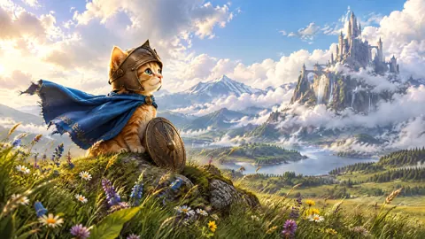 Kitten Adventurer by Mountain Lake