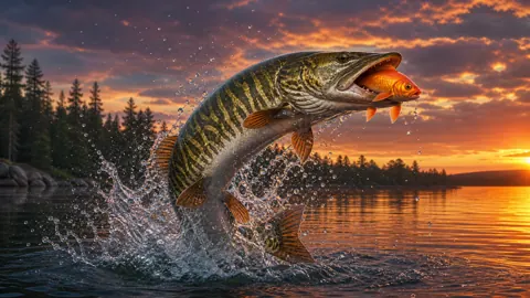 Tiger Muskie With Goldfish