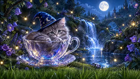 Kitten in Crystal Teacup