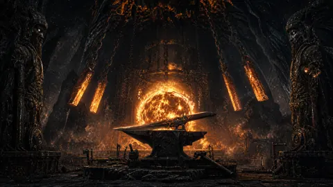 Cliffside Forge With Dying Star