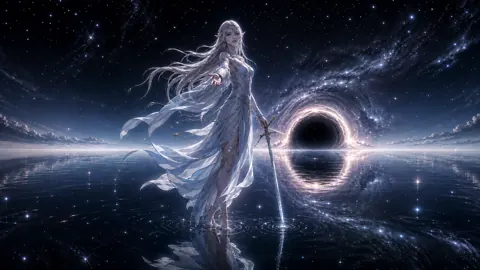 Elf Woman Before Black Hole