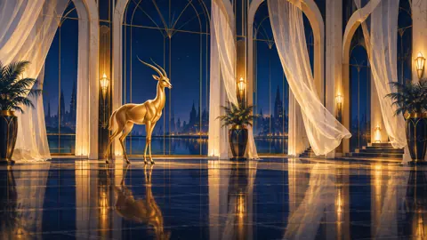Golden Gazelle in Art Deco Atrium