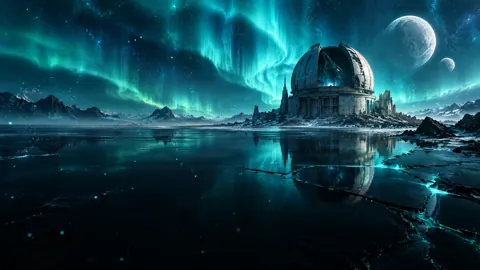 Abandoned Observatory Under Aurora