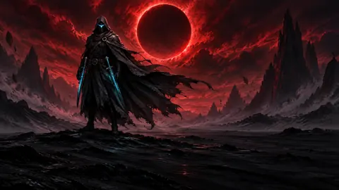 Masked Sentinel Under Crimson Eclipse