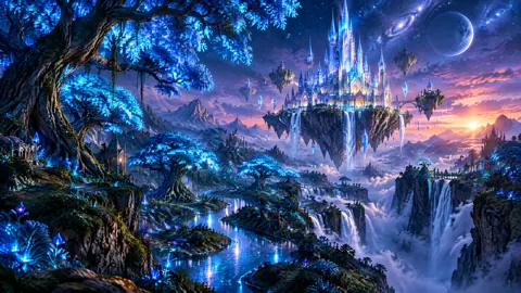 Crystal Castle Above Blue Forest
