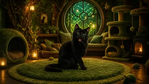 Midnight Cat Hearth live wallpaper