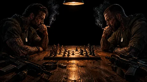 Tattooed Soldiers Playing Chess