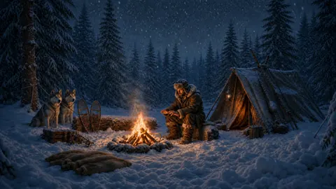 Fur Trapper by Bonfire