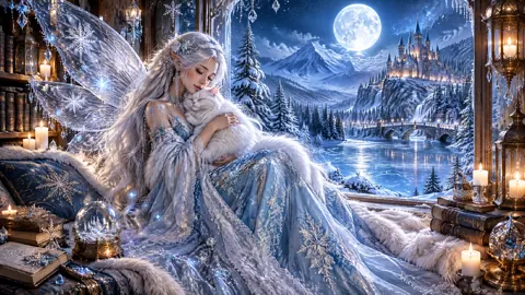 Winter Fairy With White Cat