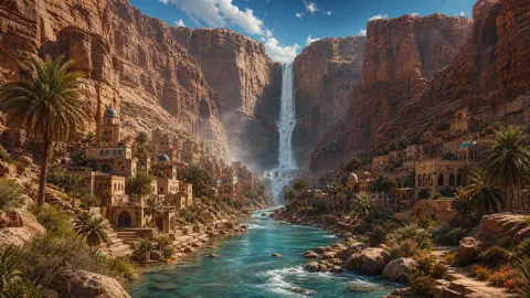 Desert Canyon Waterfall City
