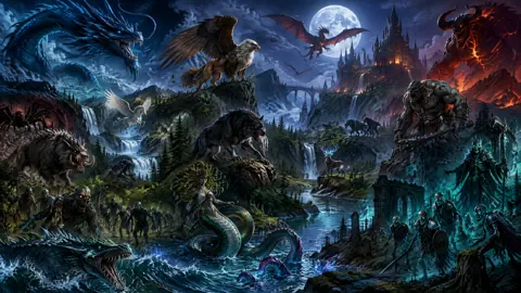 Moonlit Dragons and Gothic Castle