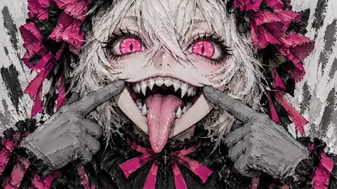 Gothic Grin With Pink Eyes