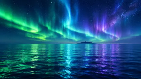 Aurora Over Night Ocean