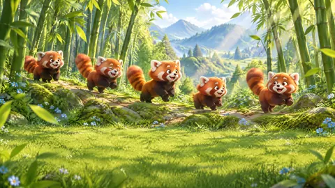 Red Pandas in Bamboo Grove