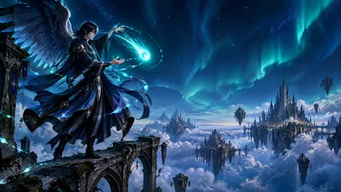 Winged Mage With Teal Comet