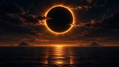 Solar Eclipse Over Ocean