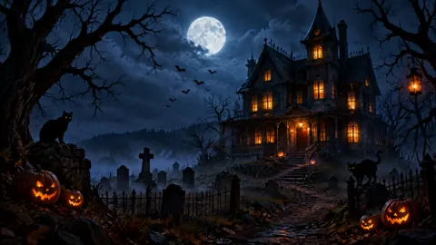 Haunted House Above Graveyard