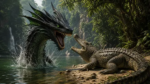 Wyvern by Jungle Waterfall