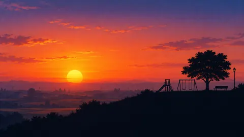 Japanese Countryside Sunset Park
