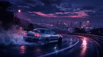 Neon Skyline Drift live wallpaper