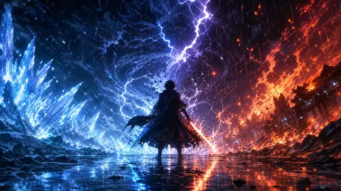 Cloaked Swordsman in Storm Rain